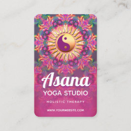 Tarjeta De Visita Fuchsia rosa y verde Mandala equilibrio yoga nueva