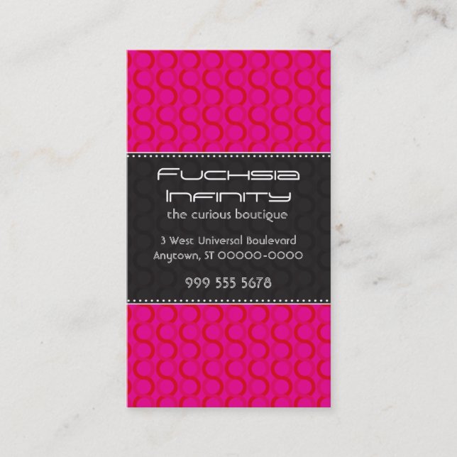Tarjeta de visita fucsia del infinito (Anverso)