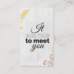 Tarjeta De Visita ¡Fue un placer conocerte! Ornamentos de oro