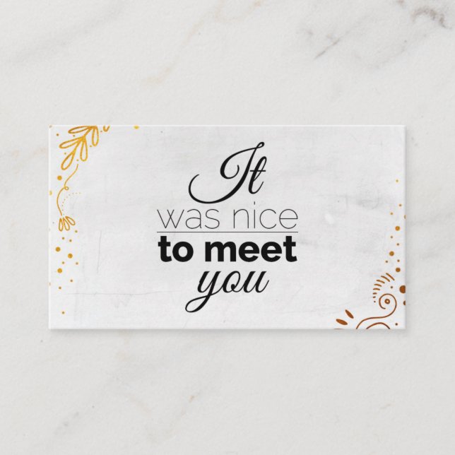 Tarjeta De Visita ¡Fue un placer conocerte! Ornamentos de oro (Anverso)