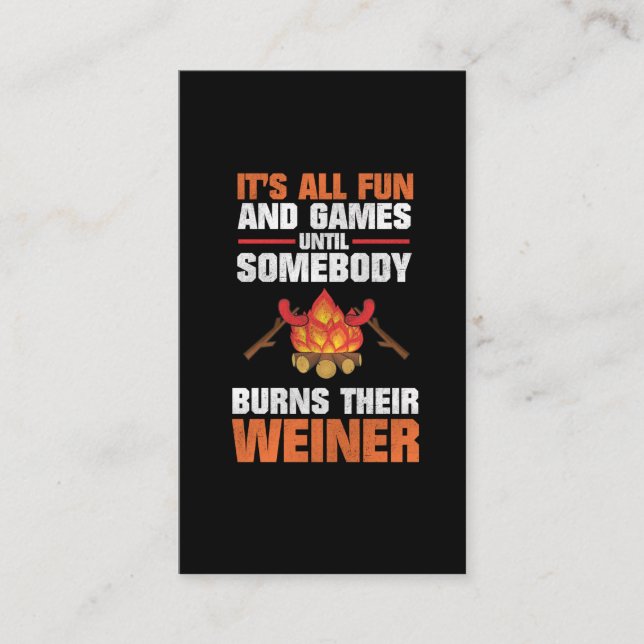 Tarjeta De Visita Fuego divertido Weiner de la hoguera de la familia (Anverso)