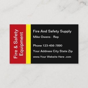 Tarjeta De Visita Fuego y equipo de seguridad