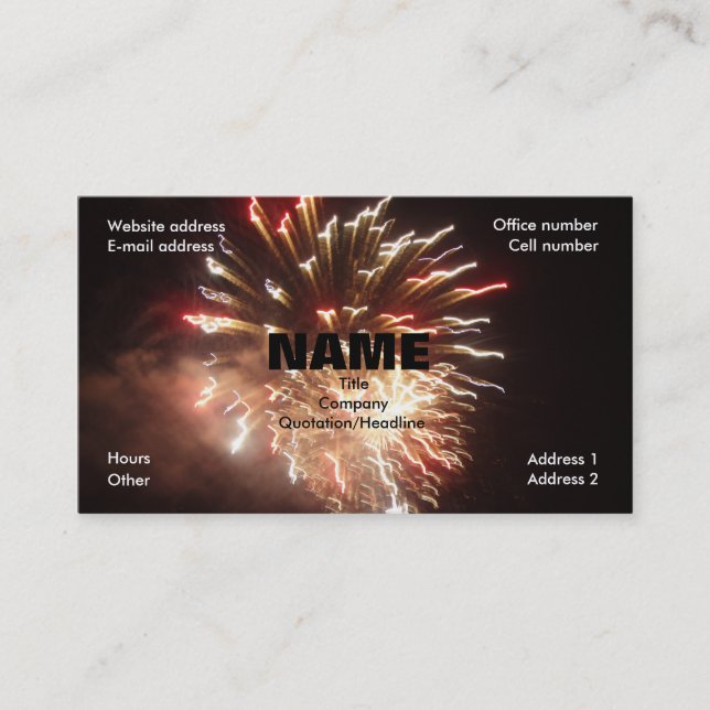 Tarjeta De Visita Fuegos artificiales (Anverso)
