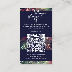 Tarjeta De Visita Fuegos artificiales de código QR Personalizado de
