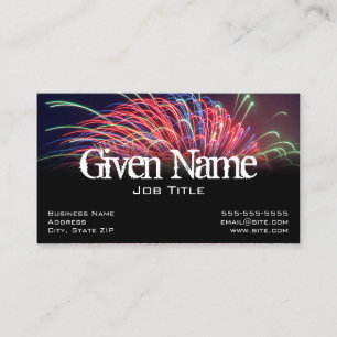 Tarjeta De Visita Fuegos Artificiales Negro