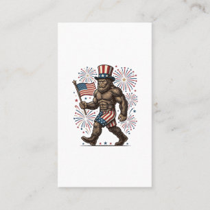 Tarjeta De Visita Fuegos Artificiales Patrióticos Sasquatch Grabado 