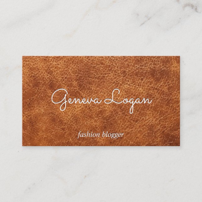 Tarjeta De Visita Fuente cursiva | Fondo de textura marrón (Anverso)