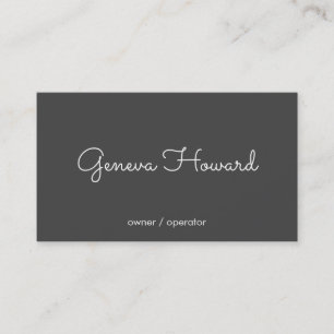 Tarjeta De Visita Fuente cursiva   Gris Minimalista