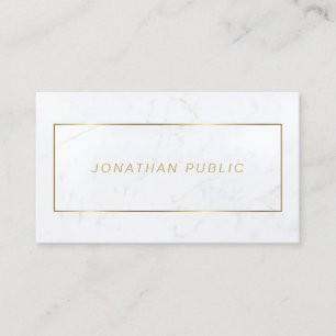 Tarjeta De Visita Fuente cursiva Marble blanco Oro moderno elegante 