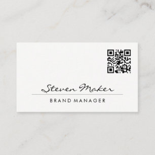 Tarjeta De Visita Fuente cursiva minimalista   Código QR
