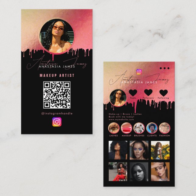 Tarjeta De Visita Fuente de fotos de influencias Medios sociales Cód (Anverso / Reverso)