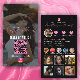 Tarjeta De Visita Fuente fotográfica Influencer Grid Red social Rosa