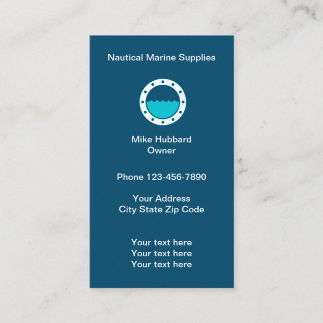 Tarjeta De Visita Fuente marina náutica del barco (Anverso)