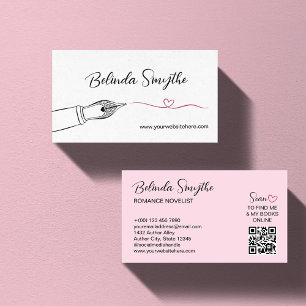 Tarjeta De Visita Fuente Rosa Pluma Corazón Calentamiento Romance Au