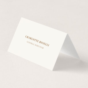Tarjeta De Visita Fuente Serif Cream Gold Profesional Mate Dos Lados