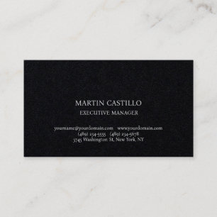 Tarjeta De Visita Fuente Serif Profesional de Lujo Negro con Estilo