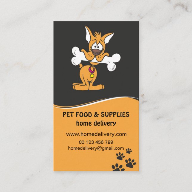 Tarjeta De Visita Fuentes del alimento para animales, servicio a (Anverso)