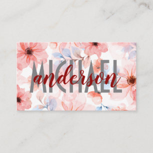 Tarjeta De Visita Fuentes en capas Simple Fondo floral