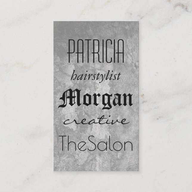 Tarjeta De Visita Fuentes mixtas / textura de grifo (Anverso)