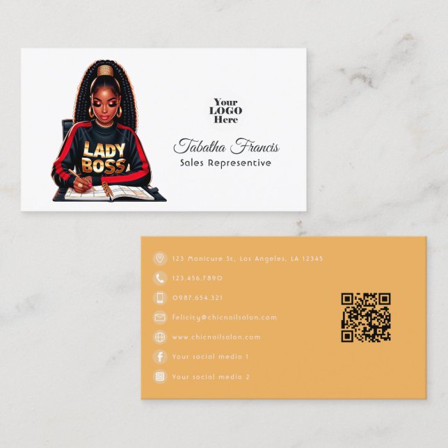 Tarjeta De Visita Fuerte arte de empoderamiento de mujeres negras af (Anverso / Reverso)
