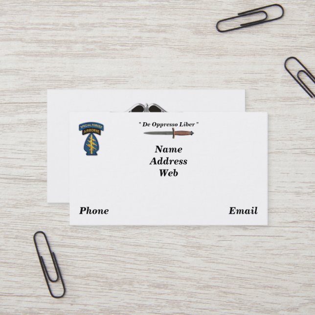 Tarjeta De Visita Fuerzas especiales del ejército boinas verdes sf s (Anverso/Reverso In Situ)