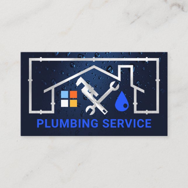 Tarjeta De Visita Fuga de marco de tubería residencial plateado (Anverso)