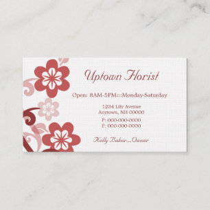 Tarjeta De Visita Fun and Flirty Floral Business Card, Red Berry