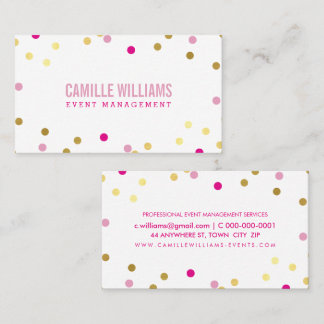 Tarjeta De Visita FUN BOLD COLORFUENTE confetti oro fresco azul rosa