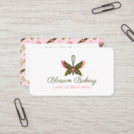 Tarjeta De Visita Fun Butterfly Blossom Floral Garden Bakery Whisk