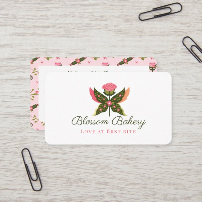 Tarjeta De Visita Fun Butterfly Blossom Floral Jardín Panadería Cupa (Anverso/Reverso In Situ)