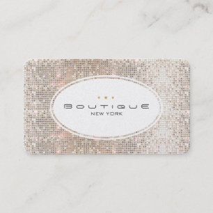 Tarjeta De Visita Fun & Cute Fashion Boutique Faux Silver Sequins