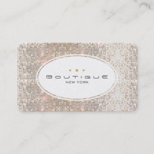Tarjeta De Visita Fun & Cute Fashion Boutique Faux Silver Sequins