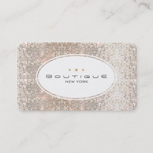 Tarjeta De Visita Fun & Cute Fashion Boutique Faux Silver Sequins (Anverso)