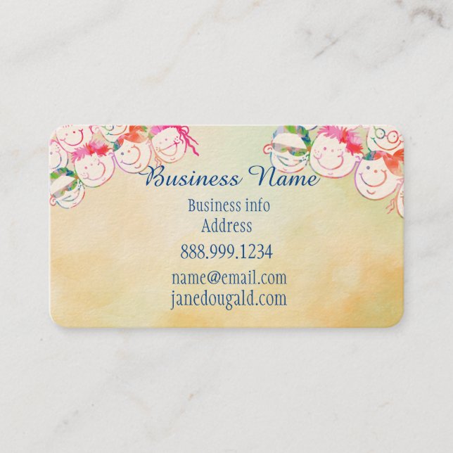 Tarjeta De Visita Fun Cute Kids Business Card (Anverso)