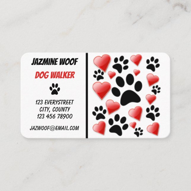 Tarjeta De Visita Fun Dog Walker Mascota Sitter (Anverso)