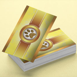 Tarjeta De Visita Fun Dog Walker Mascota Sitter Gold Paw