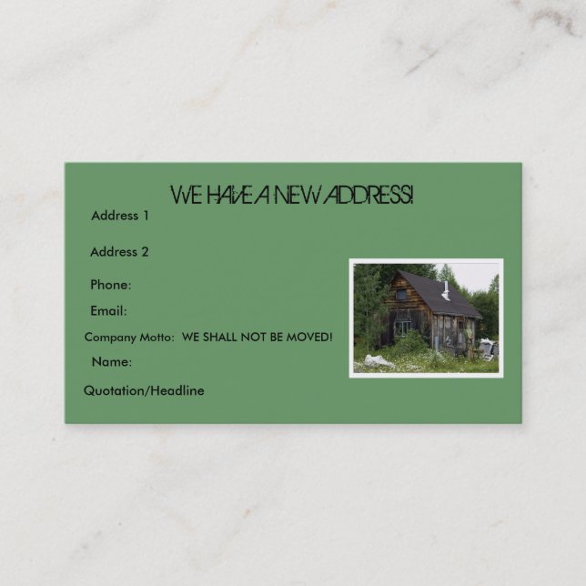 Tarjeta De Visita Fun Farm Shack "Cambio de dirección" (Anverso)