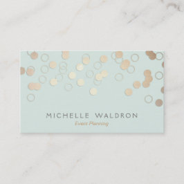 Tarjeta De Visita Fun Festividad Gold Confetti Planner Light Blue