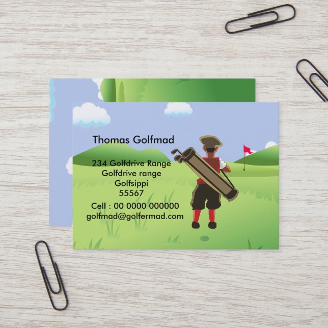 Tarjeta De Visita Fun golf personalizado en campo de golf (Anverso/Reverso In Situ)