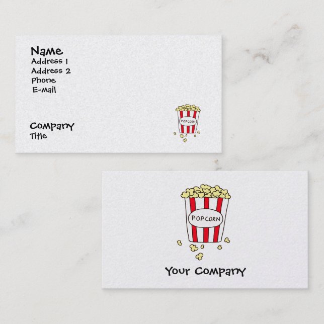 Tarjeta De Visita Fun Movie Theater Popcorn Diner Restaurant (Anverso / Reverso)