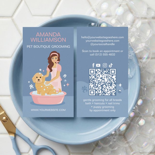 Tarjeta De Visita Fun Pampered Pet Dog Groomer Professional Stylist  (Fun Pampered Pet Dog Groomer Professional Stylist Business Card)