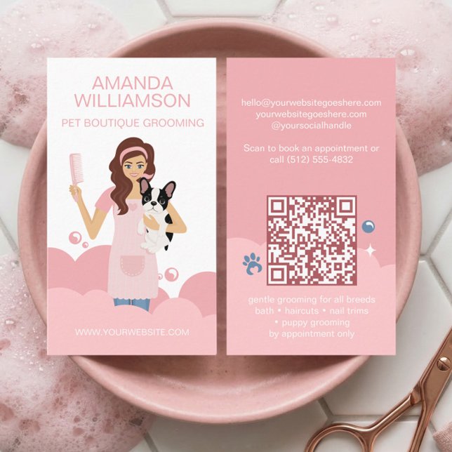 Tarjeta De Visita Fun Pampered Pet Dog Groomer Professional Stylist  (Fun Pampered Pet Dog Groomer Professional Stylist Business Card)
