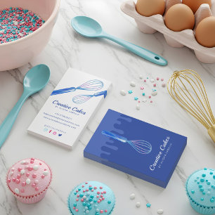 Tarjeta De Visita Fun Pink Blue Marble Bakery Whisk Blue