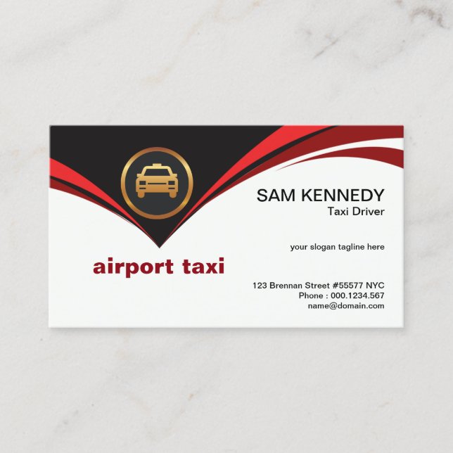 Tarjeta De Visita Fun Red Flying Cape Airport Taxi Service (Anverso)