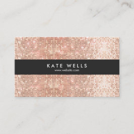 Tarjeta De Visita Fun Stylish Faux Rosa Gold Sequin Black Stried