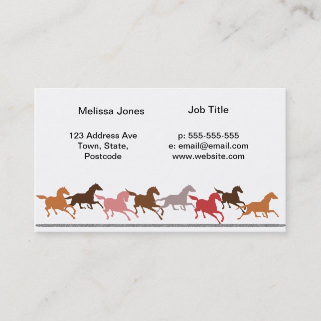 Tarjeta De Visita Funcionamiento de los caballos salvajes (Anverso)