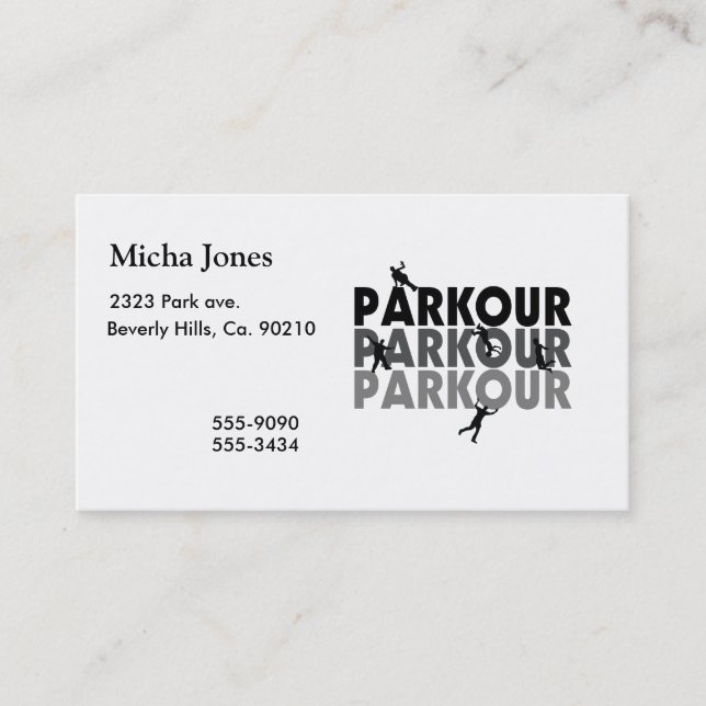 Tarjeta De Visita Funcionamiento libre de Parkour (Anverso)