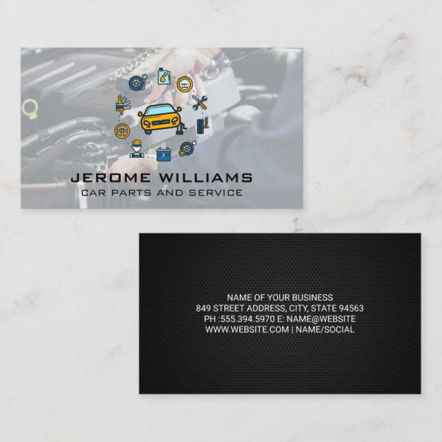 Tarjeta De Visita Funcionamiento mecánico en el motor con llave (Anverso / Reverso)