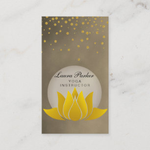 Tarjeta De Visita Funcionario de Yoga Gold Lotus Flower Holístico