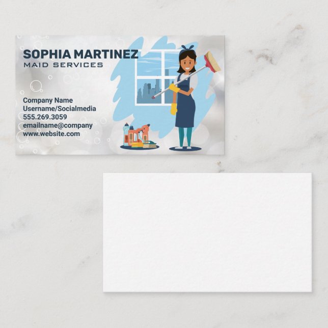 Tarjeta De Visita Funda de limpieza | Servicios de limpieza (Anverso / Reverso)
